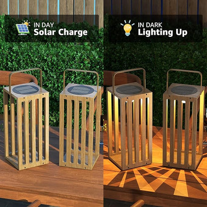 Solar Lantern Outdoor Waterproof IP44 Outside Lights LED for Patio Garden Decor Porch Yard Table Top Decorative