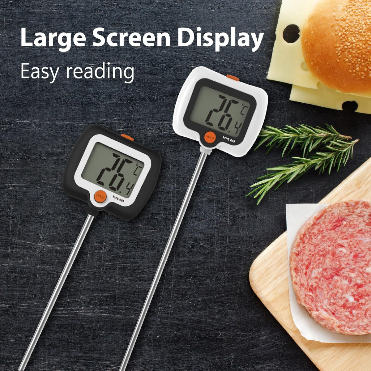 10 Inch Long Digital Candy Thermoometer with Pot Clip,Deep Fry Thermometer,Rotating Display