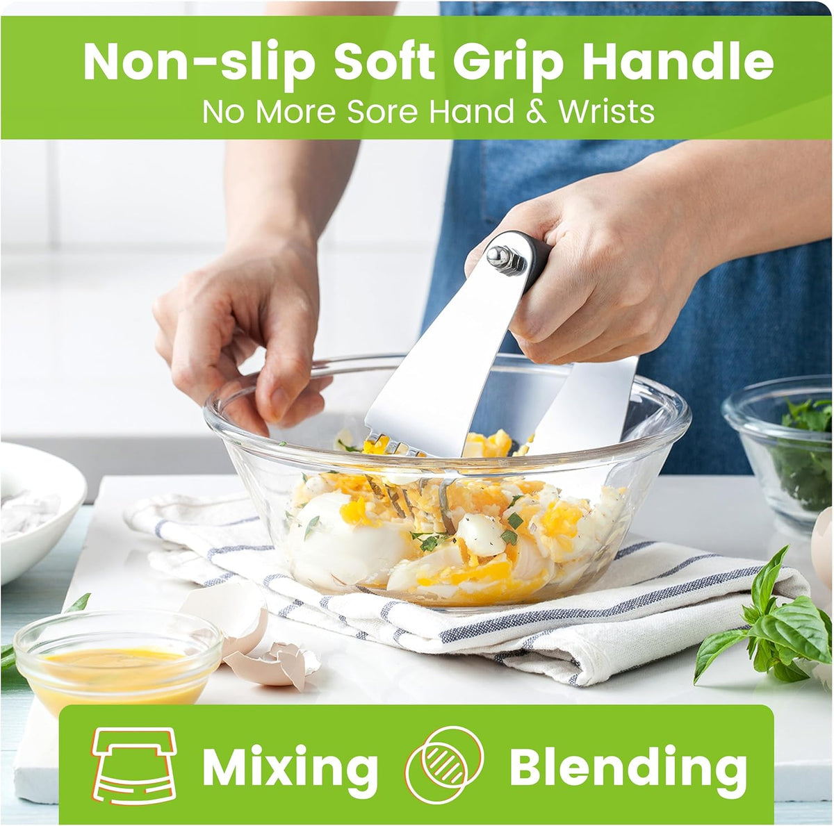Spring Chef Dough Blender & Pastry Cutter Tool, Stainless Steel Pastry Blender & Bench Scraper for Pizza, Nut, Pie