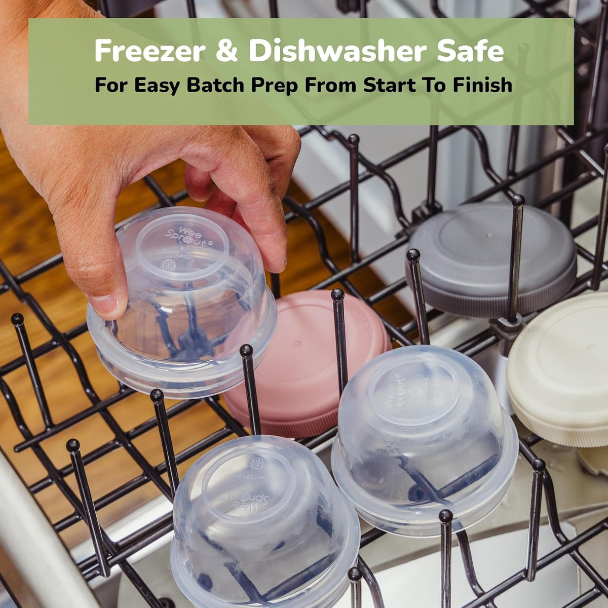 WeeSprout Baby Food Containers - Small 4 oz Containers with Lids, Leakproof & Airtight, Freezer Safe, Dishwasher Safe, Thick Food Grade Plastic