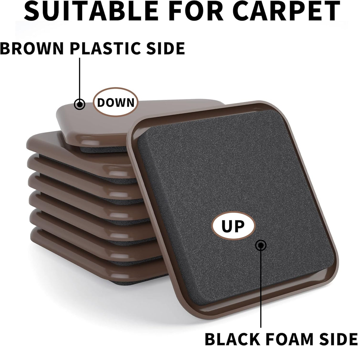 Yelanon Square Furniture Sliders – 20 PCS 2.5" Floor Protectors for Furniture – Strong Furniture Movers Sliders – Protects Floors from Scratches