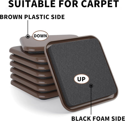 Yelanon Square Furniture Sliders – 20 PCS 2.5" Floor Protectors for Furniture – Strong Furniture Movers Sliders – Protects Floors from Scratches