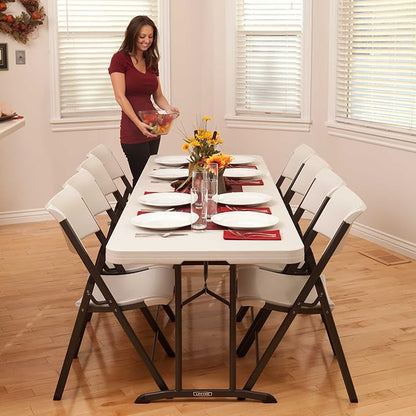 Lifetime 80882 Commercial Fold in Half Table, 8 Feet, 2 Pack, Almond