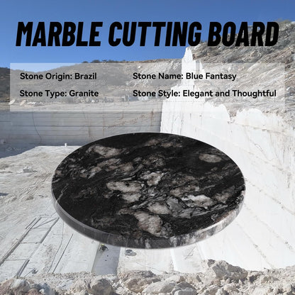Koville Brazilian Natural Marble Cutting Board for Kitchen, 11" Round Hand Crafted Marble Slab for Cheese, Charcuterie, Pastry Board - Wedding Gift