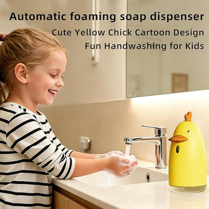 Kids Automatic Touchless Foaming Soap Dispenser, Cute Chick IPX7 Waterproof 350ML Hand Soap Dispenser for Kids Bathroom Home