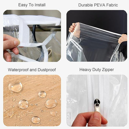 47.2" All Clear Hanging Garment Bags for Closet Storage Large Window Hanging Clothes Storage Garment Rack Cover for Suit Coat, Fully Enclosed (39" L*19.7"W*47.2" H)
