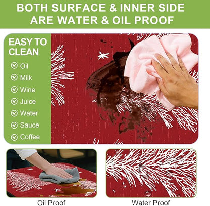 ANNA QUEEN 6FT Red Christmas Tree Picnic Table Cover Set 3PCS 72"x30", Waterproof Outdoor Bench and Tablecloth Furniture Protection for Camping Beach BBQ Patio Backyard
