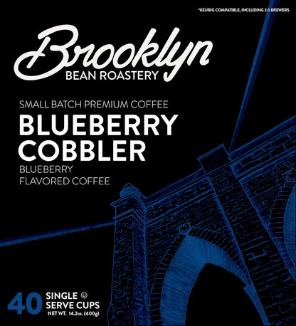 Brooklyn Beans Blueberry Cobbler Coffee Pods, Flavored Gourmet Pack, 40 Count - Compatible with Keurig 2.0 K Cup Brewers - Premium Quality