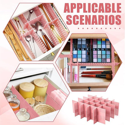 Blosssound 15 Pcs 5.12 Tall Drawer Divider Adjustable Drawer Organizer DIY Ultra Deep Storage Organizer Separator with Fixed Buckle for Underwear Socks Dormitory Office Kitchen Bedroom(Pink)