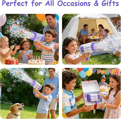 Petrella Toy Bubble Gun for Kids 69 Holes Bubble Machine for Toddlers 1-3 4-8 Girls Boys, Rechargeable Bazooka Bubble Blower Guns for Wedding Summer Outdoor Party with Bubble Solution