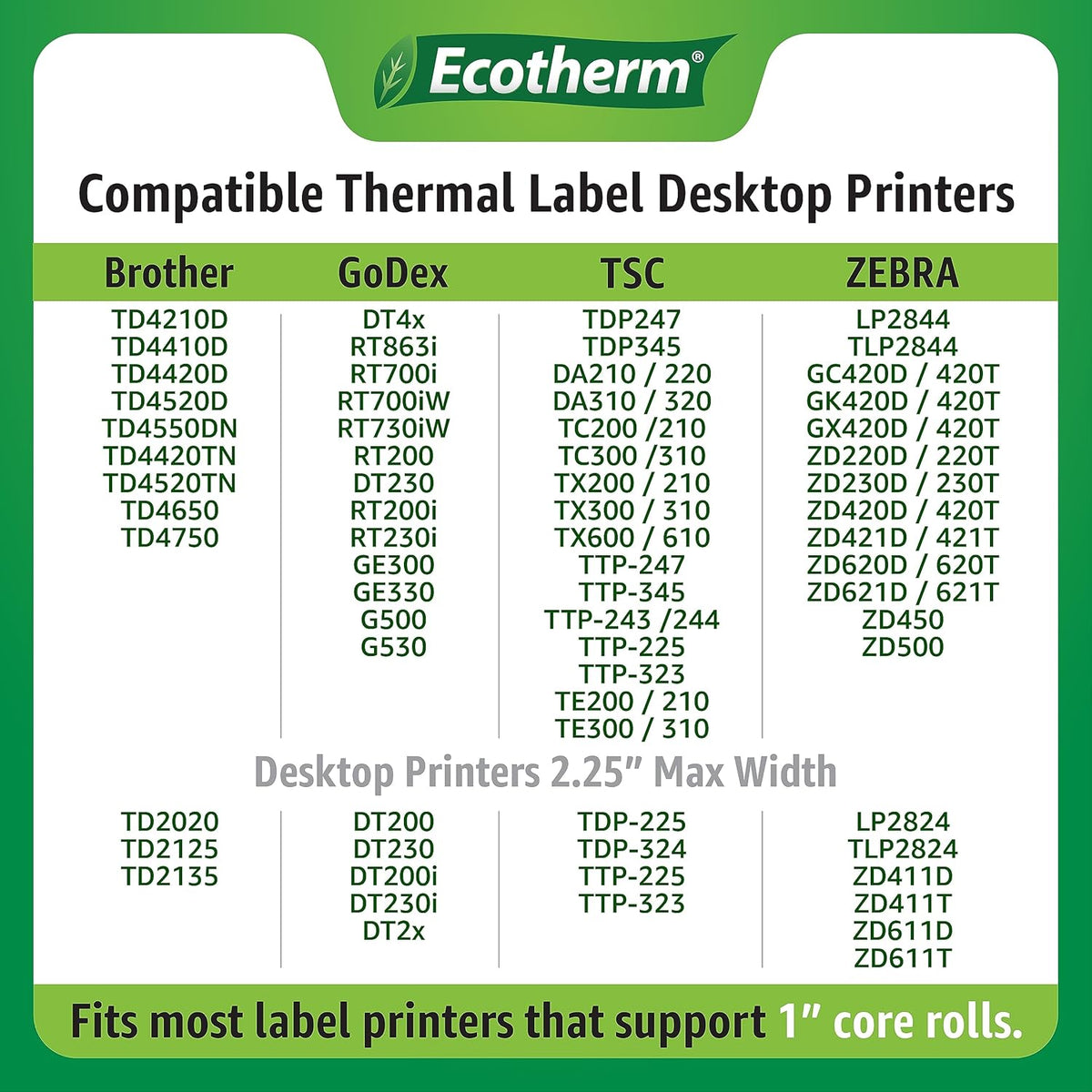 1" x 3" Thermal Labels | 4 Rolls | 2720 Labels | fits Zebra, Godex, Arkscan, iDPRT, Offnova Thermal Label Printers and More | Blank White Adhesive Stickers by Ecotherm