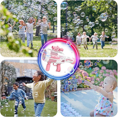 Automatic Gatling Bubble Gun with 2 Rechargeable Batteries, Produces Tens of Thousands Bubbles/Min, Includes Sight & Flashlight, ABS Drop-Tested, Bubble Machine Toy for Kids Adults Party Wedding