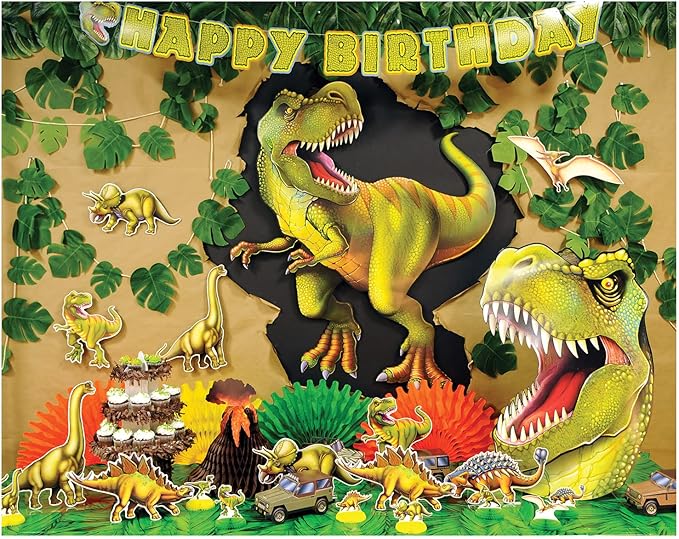 Beistle Jointed Tyrannosaurus Cutout – 52" Large Dinosaur Wall Decoration with Moveable Limbs, T-Rex for Jurassic Dino Birthday Parties, Science Classrooms, and Prehistoric Themed Events