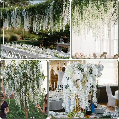 Alotiki Wisteria Hanging Flowers,108 Pack Fake Hanging Flowers,Wisteria Artificiales Garland for Home Wedding Arch Floral Party Garden Ceremony Outdoor Decor,3.6 Feet Long(108,White)