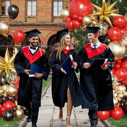Black Red Gold Balloon Arch Kit, 2026 Graduation Decorations, 130Pcs Black Red Gold Balloons with Foil Star Balloons Confetti Balloons for College High School Graduation Decorations Class of 2026