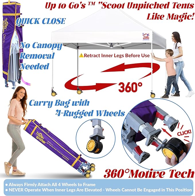 Tradesparker 10x10 Pop Up Canopy Tent,Commercial Movable Canopy with ApexCore LED&Rugged Casters-Instant Easy Setup Shelter Canopies with Weight Bags&Stakes for Outdoor Events Markets,Forest Green