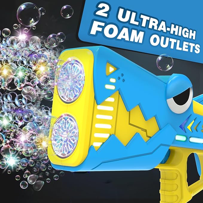 Bubble Gun for Kids Ages 4-8: Shark Light Up Bubble Machine for Toddlers, Rechargeable, 2 Bubble Solution, Outdoor Toy Party Birthday Gift for 3 4 5 6 7 8 Year Old