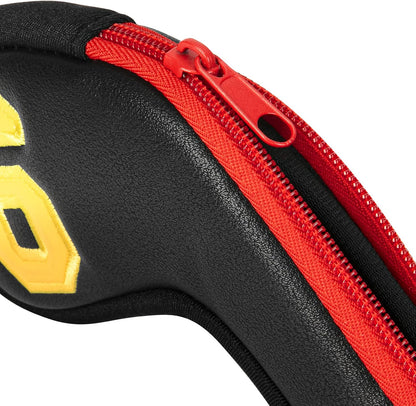 wosofe Golf Head Covers for Iron Headcover with Zipper Black Leather 10pcs Set Colorful Number Embroideried PU Leather Waterproof Fit All Brands