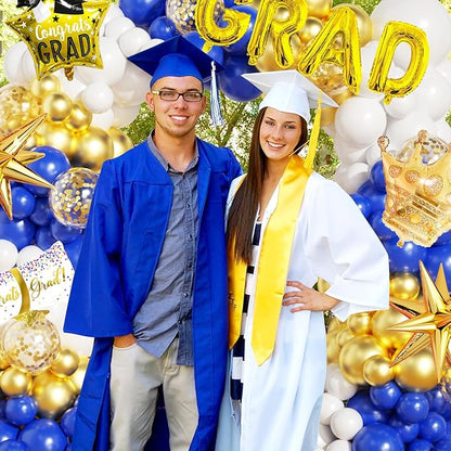 Graduation Balloon Arch Garland Kit Blue White Gold Graduation Decorations 2026 for College High School Class of 2026 Grad Party Prom Decor