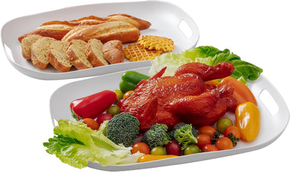 Extra Large Serving Platter, Set of 2, 18.75 x 14.375 x 2 Inch Large Melamine Serving Tray with Handle,Rectangular Serving Trays for Party