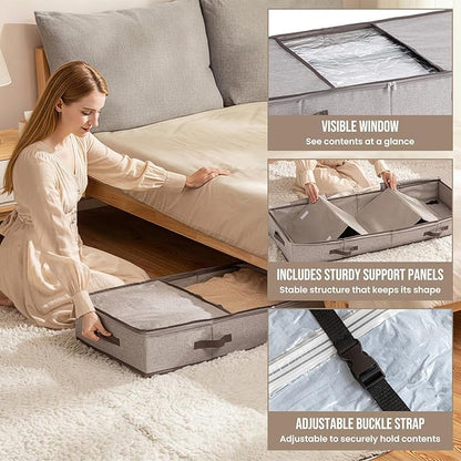 TAILI Under Bed Vacuum Storage Bags for Comforters and Blankets, Save 80% Space, Large Capacity Foldable Cationic Storage Box for Quilts Pillow Blankets Linen, 41" x 17.7" x 6", Jumbo Vacuum Seal