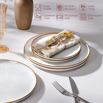 Herogo Ceramic 7.9 Inch Dinner Dessert Plates Set of 6, Small Stoneware Dinnerware Plate Set