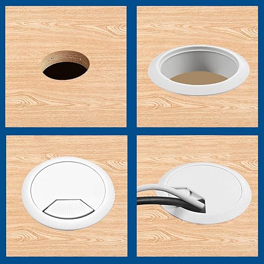 Surf turtle 2 Pack 2 Inch Desk Grommet, White Flexible Desk Hole Cover for Cable Management, Desktop Cord Grommet Organizer