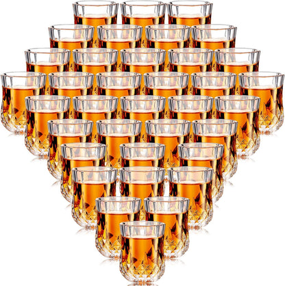 Meanplan 2.7oz Mini Shot Glasses Set Tasting Glasses Heavy Base Clear Shot Cup Cute Cordial Mini Wine Cups for Serving Whiskey, Wine, Juice(24 Pcs)
