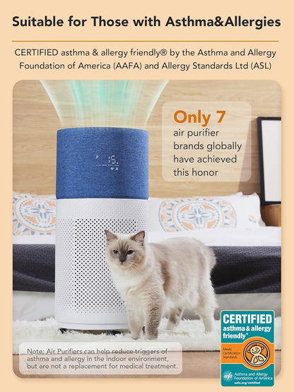 CleanForce Rainbow H13 True HEPA Air Purifier for Home Large Room, Bedroom, up to 2550sqft, Smart App-Control air Quality Monitor, Filters dust Pollen Smoke Odor VOCs