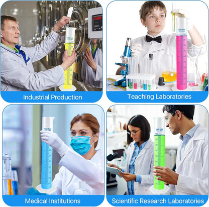 4 Packs 500ml Plastic Graduated Cylinder,Transparent Measuring Cylinder Set with Pour Spout