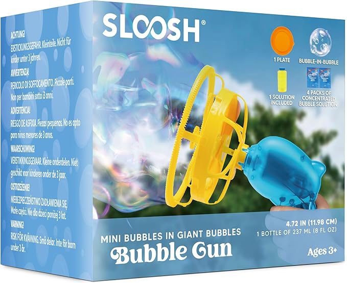 Sloosh Whale Bubble Gun with Refill Solution, Bubble Gun Machine Blower Toy for Kids, Adults, Party Favors, Summer, Easter Basket Stuffers, Birthday Gift