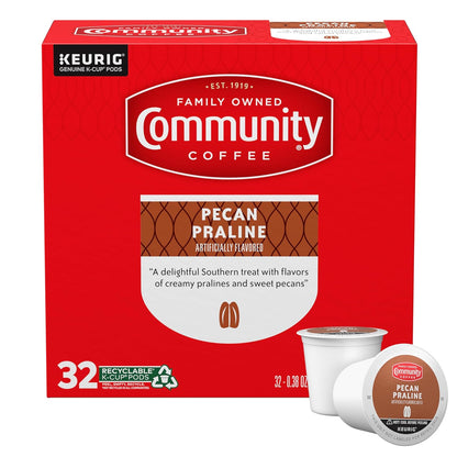 Community Coffee Pecan Praline Medium Roast Single Serve Keurig K-Cup Pods 32 ct Box