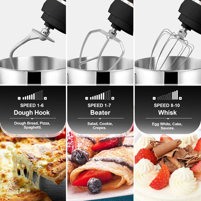Kitchen in the box 7QT 900W 10-Speed Stand Mixer, Tilt-Head Kitchen Electric Mixer with Dough Hook, Whisk & Flat Beater(Onyx Black)
