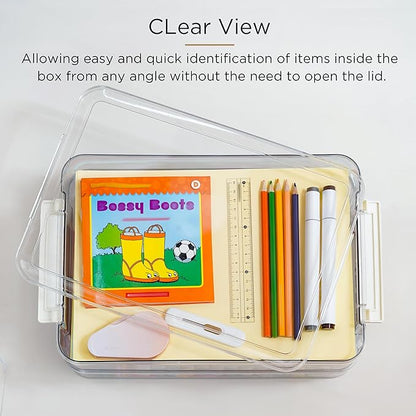 Citylife 3 PCS 9 x 13 Plastic Storage Bins with Lids and Latches, Portable Art Supply Storage Organizer, Paper Storage Box for Organizing A4 Paper, Letters, Documents, Art Supplies, and Crafts