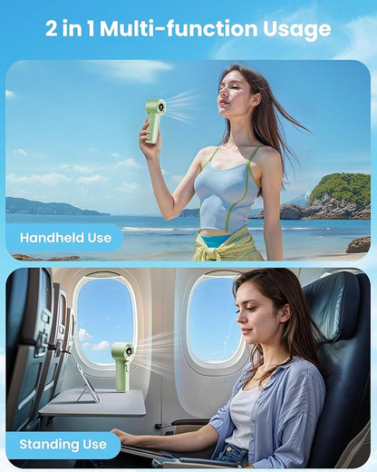 Gaiatop Portable Handheld Turbo Fan, 1-100 Adjustable High Speeds, 3-20Hrs Cooling Times, 4800mAh USB Rechargeable Portable Small Hand Fans with Lanyard for Outdoor, Travel, Home, Make Up, Green