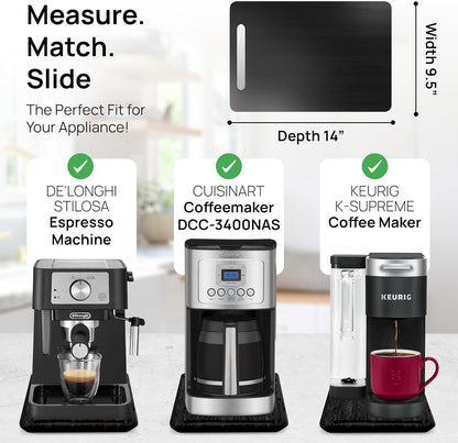Ibyx Elegant Sliding Tray for Your Coffee Maker & Heavy Kitchen Appliances - Sturdy, Slides Easily from Under The Cabinet (Black, 9.5”W x 14”D)