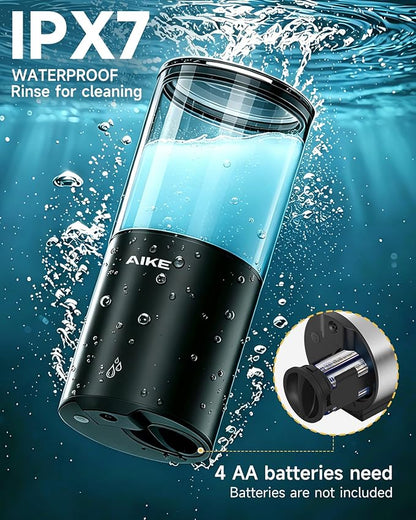 AIKE Automatic Wall Mount Liquid Soap Dispenser for Home and Commercial Bathroom 13.5oz IPX7 Waterproof,Matte Black Stainless Steel