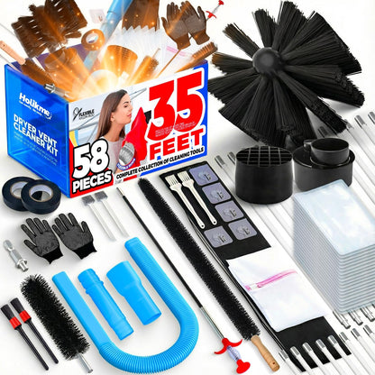 Holikme 35FT Dryer Vent Cleaner Kit 58Pcs - Lint Remover Brush Vacuum Tools