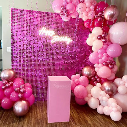 Pink Balloons Garland Arch Kit - 161Pcs Different Size Hot Pink Metallic Pink Shades of Pink and Pink Heart Balloons for Girl Birthday Baby Shower Princess Valentine's Day Party Decorations