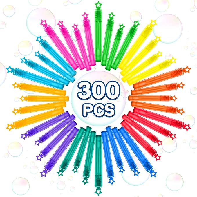 200 Pcs Mini Bubble Wands in 10 Colors, Bulk Party Favors for Kids, Themed Birthday, Christmas, New Year, Valentine, Carnival, School Classroom Prizes for Boys & Girls, Ideal Goodies Bags Stuffers