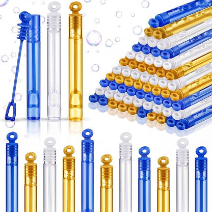 Lunmon 120 Pcs Graduation Mini Bubble Wands Bulk Grad Party Favors Class of 2026 Gold Blue White Bubble Toys Gifts for Kids Preschool Kindergarten Grad Birthday Party Supplies for High School Students