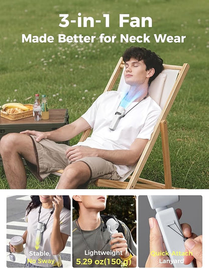 Aecooly Ultra-Pocket Portable Handheld Turbo Fan, 5 Gear Jet Force Airflow, Up to 15 Working Hours, USB Rechargeable Personal Battery Operated Mini Fan, for Travel/Outdoor/Vacation/Concerts -White