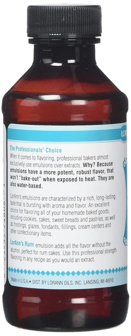 LorAnn Rum Bakery Emulsion, 4 ounce bottle (Pack of 2)