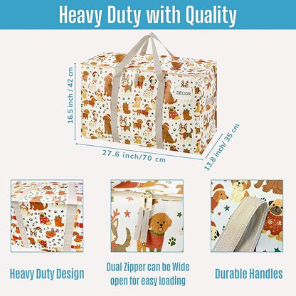 VENO 4 Pack Heavy Duty Moving Bags, Extra Large Storage Bags with Reinforced Handles & Strong Zippers, Foldable & Reusable Moving Box Alternative for Clothes & Dorm Storage