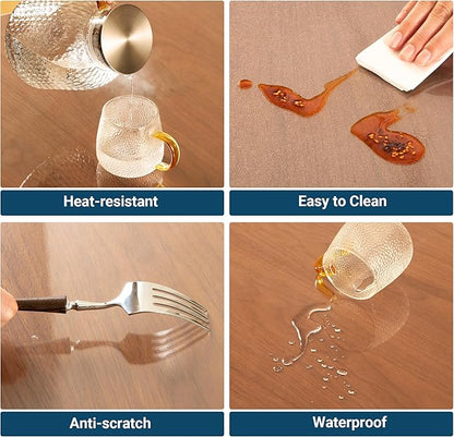 Clear Table Cover Protector Rectangle 12x28 Inch, 1.5mm Transparent Plastic Table Protector Waterproof, Anti-Scratch Clear Desk Mat for Office Desktop Dresser Dining Table, FDA Compliant