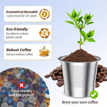 4 Pack K Cup Reusable Coffee Pods for Keurig: Stainless Steel Refillable K Cup - Reusable Coffee Filter for Keurig 1.0 Coffee Maker, Permanent