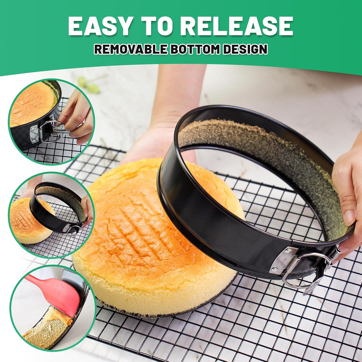Springform Cake Pan Set,Non-Stick Springform Pans Set of 3 (4, 7, 9 inches),Leak-Proof Round Cake Pans with Removable Bottom for Baking Cake Pie