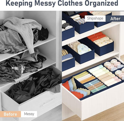 DIMJ Drawer Organizer Clothes Storage - 18 Pack Baby Dresser Organizer for Nursery, Foldable Drawer Dividers for Bedroom Closet Organization, Fabric Storage Bins for Socks, Underwears, Bras