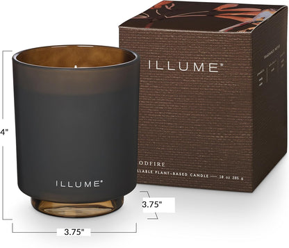 ILLUME Refillable Boxed Glass Candle, Woodfire