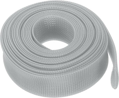 uxcell Expandable Sleeving, 1 1/2-inch 25ft Cable Sleeve, Gray